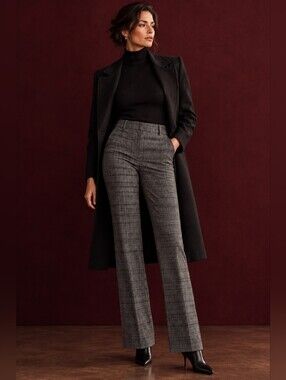 Mario Serrani Italy Glenplaid Trousers  10 Dark Academia Tailored Office Flare